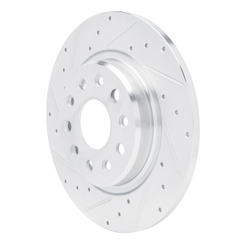Jeep Grand Cherokee Brake Rotor (1) - Rear Left - R1 Concepts - Drilled & Slotted - Silver - `22-`25
